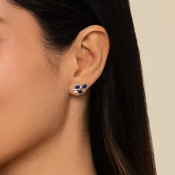 Best Gabriel & Co. 14K White Gold Diamond and Blue Sapphire Olive Branch Climber Earrings