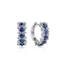 Hot Gabriel & Co. 14K White Gold Diamond and Blue Sapphire Huggie Earrings