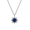 Hot Gabriel & Co. 14K White Gold Diamond and Blue Sapphire Pendant Necklace