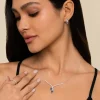 Gabriel & Co. 14K White Gold Diamond and Blue Sapphire Teardrop Twist Necklace