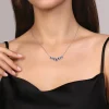 Hot Gabriel & Co. 14K White Gold Diamond and Blue Sapphire Necklace