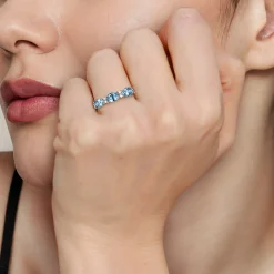 Gabriel & Co. 14K White Gold Diamond and Blue Topaz Fashion Ring