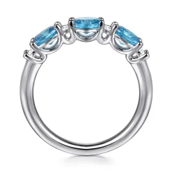 Gabriel & Co. 14K White Gold Diamond and Blue Topaz Fashion Ring