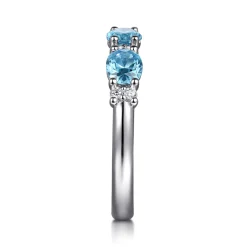 Gabriel & Co. 14K White Gold Diamond and Blue Topaz Fashion Ring