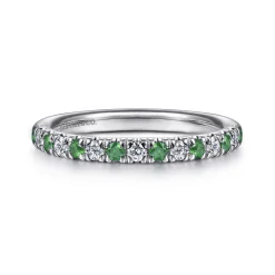 Gabriel & Co. 14K White Gold Diamond and Emerald Anniversary Band - 0.21 ct