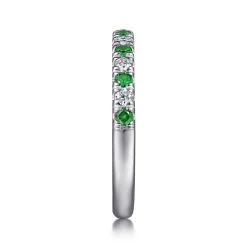 Gabriel & Co. 14K White Gold Diamond and Emerald Anniversary Band - 0.21 ct
