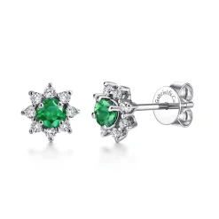 Discount Gabriel & Co. 14K White Gold Diamond and Emerald Stud Earrings
