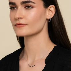 Best Gabriel & Co. 14K White Gold Diamond and Marquise Blue Sapphire Bar Necklace