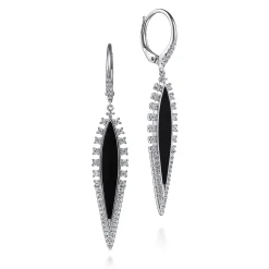 Online Gabriel & Co. 14K White Gold Diamond and Onyx Drop Earrings