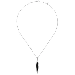 Best Gabriel & Co. 14K White Gold Diamond and Onyx Pendant Necklace