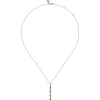 Outlet Gabriel & Co. 14K White Gold Diamond and Pear Emerald Vertical Bar Necklace