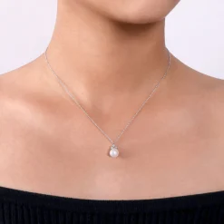 Clearance Gabriel & Co. 14K White Gold Diamond and Pearl Pendant Necklace
