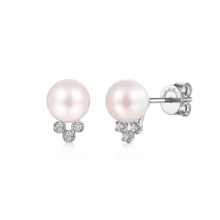 New Gabriel & Co. 14K White Gold Diamond and Pearl Stud Earrings