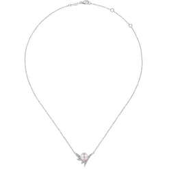 Outlet Gabriel & Co. 14K White Gold Diamond and Pearl Necklace