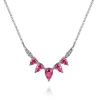 Gabriel & Co. 14K White Gold Diamond and Pear Ruby Chevron Bar Necklace