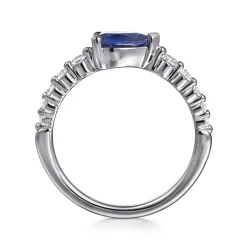 Gabriel & Co. 14K White Gold Diamond and Pear Sapphire Ring
