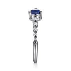 Gabriel & Co. 14K White Gold Diamond and Pear Sapphire Ring