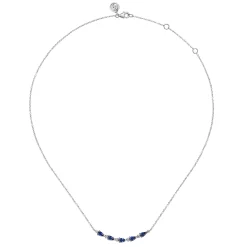 Clearance Gabriel & Co. 14K White Gold Diamond and Pear Sapphire Bar Necklace