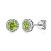 Sale Gabriel & Co. 14K White Gold Diamond and Peridot Halo Stud Earrings