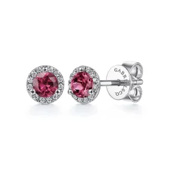 Best Gabriel & Co. 14K White Gold Diamond and Pink Tourmaline Stud Earrings