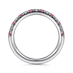 Clearance Gabriel & Co. 14K White Gold Diamond and Ruby Anniversary Band - 0.21 ct