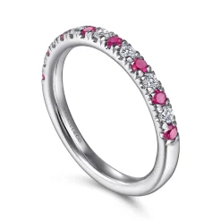 Clearance Gabriel & Co. 14K White Gold Diamond and Ruby Anniversary Band - 0.21 ct
