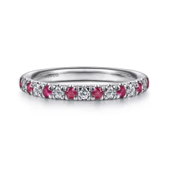 Clearance Gabriel & Co. 14K White Gold Diamond and Ruby Anniversary Band - 0.21 ct