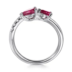 Best Gabriel & Co. 14K White Gold Diamond and Ruby Bypass Ring
