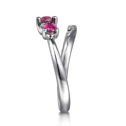 Best Gabriel & Co. 14K White Gold Diamond and Ruby Bypass Ring
