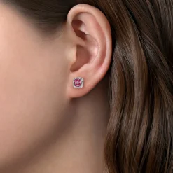 Best Gabriel & Co. 14K White Gold Diamond and Ruby Stud Earrings