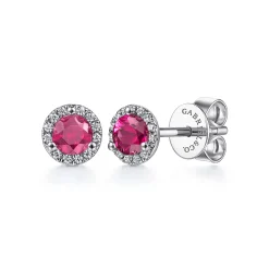 Online Gabriel & Co. 14K White Gold Diamond and Ruby Stud Earrings