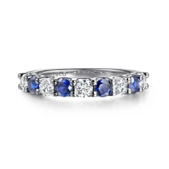 Outlet Gabriel & Co. 14K White Gold Diamond and Sapphire Ladies Ring