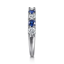 Outlet Gabriel & Co. 14K White Gold Diamond and Sapphire Ladies Ring
