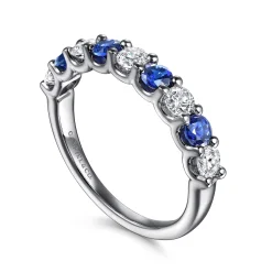 Outlet Gabriel & Co. 14K White Gold Diamond and Sapphire Ladies Ring