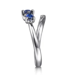 Clearance Gabriel & Co. 14K White Gold Diamond and Sapphire Bypass Ring