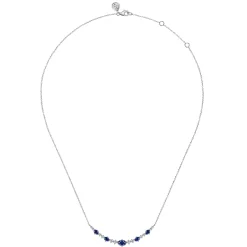 Outlet Gabriel & Co. 14K White Gold Diamond and Sapphire Bar Necklace