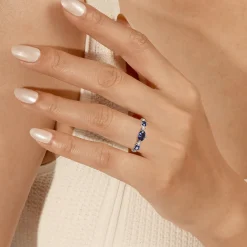 Best Gabriel & Co. 14K White Gold Diamond and Sapphire Ladies Ring