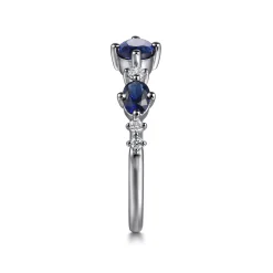Best Gabriel & Co. 14K White Gold Diamond and Sapphire Ladies Ring