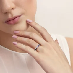 Sale Gabriel & Co. 14K White Gold Diamond and Sapphire Stackable Ring