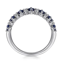 Sale Gabriel & Co. 14K White Gold Diamond and Sapphire Stackable Ring
