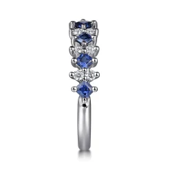 Sale Gabriel & Co. 14K White Gold Diamond and Sapphire Stackable Ring