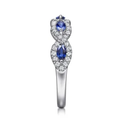 Hot Gabriel & Co. 14K White Gold Diamond and Sapphire Twisted Ring