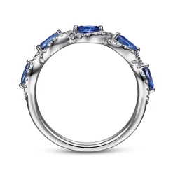 Hot Gabriel & Co. 14K White Gold Diamond and Sapphire Twisted Ring