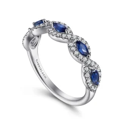 Hot Gabriel & Co. 14K White Gold Diamond and Sapphire Twisted Ring