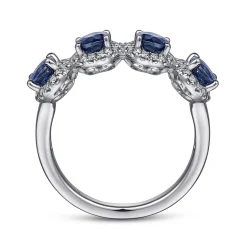 Outlet Gabriel & Co. 14K White Gold Diamond and Sapphire Oval Halo Ring