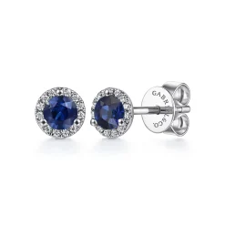 Gabriel & Co. 14K White Gold Diamond and Sapphire Stud Earrings