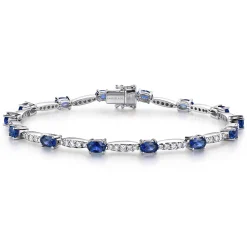 Hot Gabriel & Co. 14K White Gold Diamond and Sapphire Tennis Bracelet