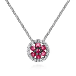 New Gabriel & Co. 14K White Gold Diamond and Sapphire Necklace