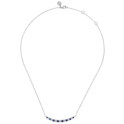 Hot Gabriel & Co. 14K White Gold Diamond and Sapphire Bar Necklace