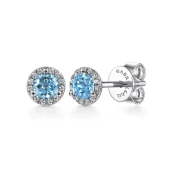 Sale Gabriel & Co. 14K White Gold Diamond and Swiss Blue Topaz Stud Earrings